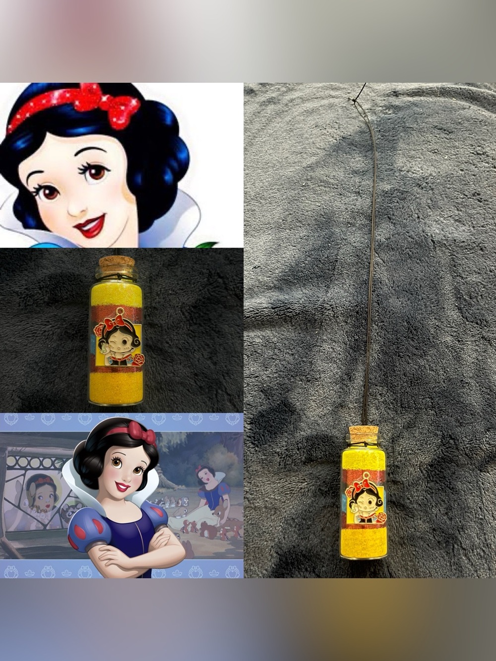 Disney Snow White Inspired Glass Potion Fairy Bottle Necklace w/ Pendant